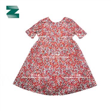 Paj Rwb Woven Short Sleeve Printed Dress Rau Cov Ntxhais